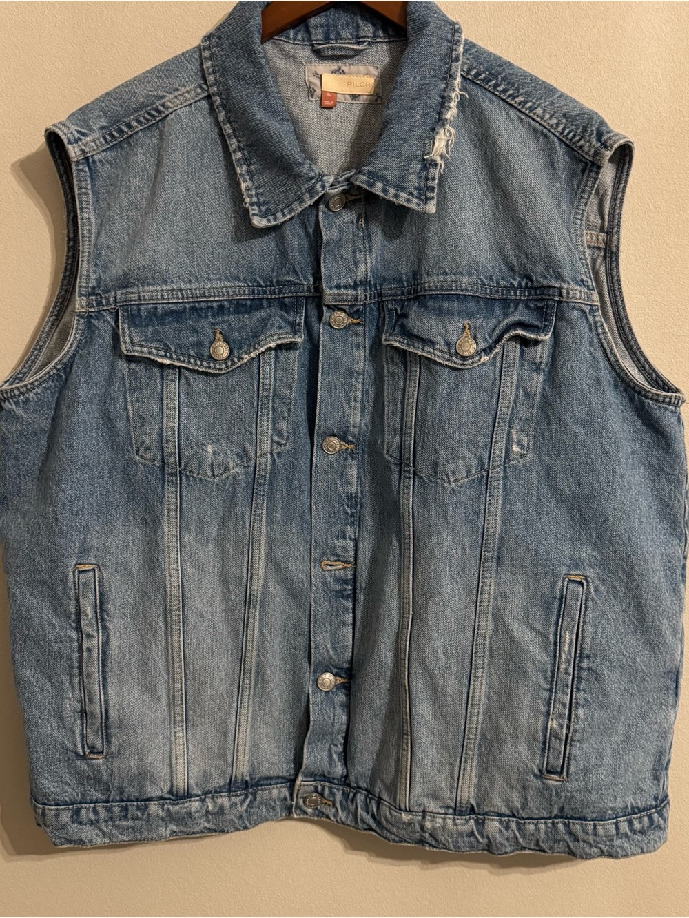 Anthropology Pilcro distressed denim vest XL